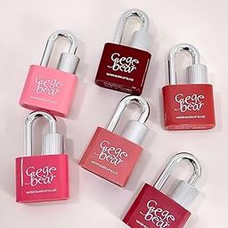 Gege Bear Lock Heart Sweet Water Lip Gloss | Non-Sticky Glossy Finish | Light Pink to Nude Berry Plum Colors Shades | Waterproof Liquid Lipstick | Cute Padlock Design | Long-Lasting Moisturizing | Gen Z Aesthetic Makeup | Flocking Brush Applicator | Best Lip Care For Women (02# Tulip Sea, 3g)-image-24