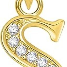 Vhine capital letter S Pendant American Diamond Gold Chain Gold Plated Collection Fashion Jewellery for Women, Girls, Boys and men -VSP1346G-image-37