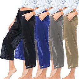 4 Pack Casual Shorts for Women Relaxed Fit Loose Fit Semi Sheer Capri Lounge Shorts-image-34