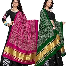 kemza Women's Gaji Silk Printed Bandhni Dupatta Pack of 2-picture-27