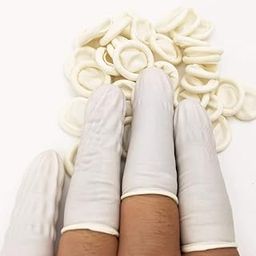Anti-Static 4 Mil Thick ESD Safe Chlorinated Disposable Latex Reusable Protective Finger Cots Gloves (White), Set of 200 Pieces (Pack of 1)-image-31