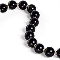 Crystal Beads Handle Bracelet Short Handbag Wallet Clutch Purses for Women Chain Replacement Straps with Lady Buckle Bag Accessories (Black with Gold Clasp)-54