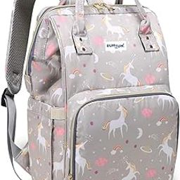 Bumtum Baby Diaper Bag for Mothers | Spacious Waterproof Backpack with Multiple Pockets to Easily Organise Baby Essentials Diaper Backpack Unicon Print Grey-25