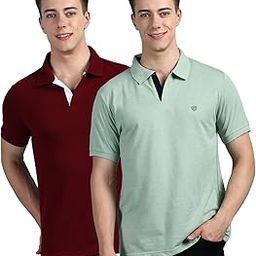 Pack of 2 Maroon and Mint Green Regular fit Half Sleeves Polo Neck T-Shirt for Men |Polo Casual Tshirt for Men | 100% Combed Cotton - Colour Fresh, Quick Dry, Ultra Soft (Size : Large)-image-3