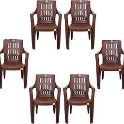 PRIME GOLD® Polo Feather Brown Chair for Home, Living Room | Plastic Chair for Dining Room, Bedroom, Kitchen, Living Room | Strong and Sturdy, Magic Plastic Chair (Set of 6)-image-16