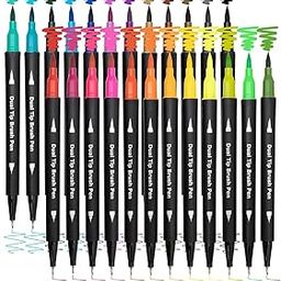 SUPER TOY 24 Shades Dual Tip Brush Marker Pens Set For Coloring Calligraphy Art Work Double Sided Markers For Kids Adult Artist, Journal, Doodling, Writing, Coloring Books, Multicolor-10