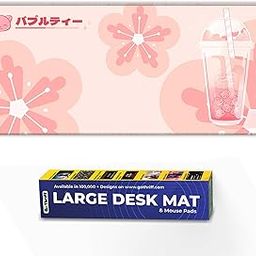 GoThriff Cherry Blossom Sip Pink Large Mouse Pad - Extended 60x30CM Gaming Mat for PC, Laptop, Desktop & Office Accessories - Dynamic Motion Mousepad for Desk & Table Use-18
