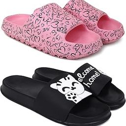 Combo Pack of 2 Slipper/Flip Flops/Slides for Women (YW-Love,Welcome)-image-63