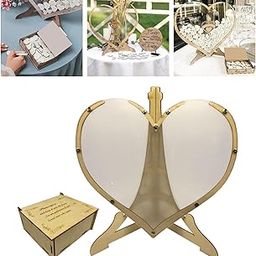 THE STYLE SUTRA Heart Drop Box Wooden Frame Sign Party Indoor Wedding Guest Book Replacement with 60 Hearts-image-53