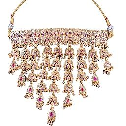 Elegent Rajputi Jadau Aad with Earrrings (Necklaces) with Cubic Zirconia Stones studded Jewellery Set For Women-image-23
