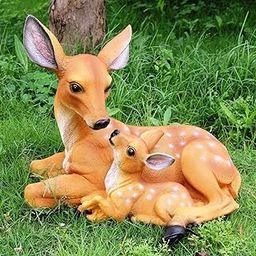 The Decorshed Deer Two Deer Idol for Garden Home Living Room Decor Garden Side Animals Deer Figure for Garden Animal Figures (Large)(Pack of 1) Multicolor-picture-6