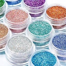 MAPPERZ 24 Pcs Nail Glitter Powder Eye Shadow/Shinning Mirror Glimmer Nail Art Chrome Pigment/Glitters Spangle Makeup Cosmetic - Multicolor-image-1