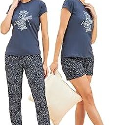 Women Printed Front Open Pyjama Set-image-56