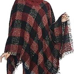 Women Girls Woolen Kashmiri Check High Neck Ponchu (Sc_High Neck_Freesize)-image-89