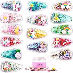 kapimo Mix Hair Clips for Girls Kids Shiny Sequins Glitter Tic Tac Hair Accessories with Cute Patterns-image-35