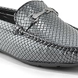 Men's Black Loafers | Stylish Slip-On Textured Formal Shoes with Metal Buckle | Comfortable & Lightweight Party/Casual Footwear-image-4