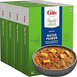 Gits Ready to Eat Matar Paneer, Pure Veg, Heat and Eat, Microwaveable 1140g (Pack of 4 X 285g Each)-image-67