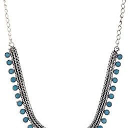 Latest Antique Silver Oxidised Jewellery Set Traditional Threaded Choker Blue Stone Studded Oxidised Necklace/chain Set for Women and Girls-image-8