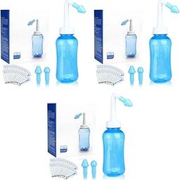 HANNEA® 300 ML Neti Pots for Sinus Nose Wash Cleaner Pressure Rinse Nasal Irrigation BPA Free with 30 Wash Salt Packets and Sticker Jal For Adults Children Care 3PCS-image-63