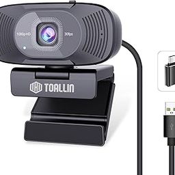 TOALLIN 1080P Full HD Webcam with Dual Microphones, Computer Web Camera, 90° Wide Angle View Without Distortion, USB Plug and Play Webcam for Video Conferencing/Online Calling/Live Streaming-12