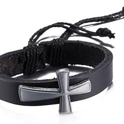 Leather Jesus Cross Unisex Bracelet for Girls and Boys (Bracelet0396)-picture-51