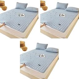 HASTHIP® Thin Bed Mattress 59x78 inches Cotton Sheet Waterproof Anti-Allergy Fitted with Elastic Corner Straps Machine Washable All Season 3PCS-image-22