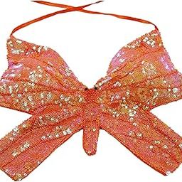 MYADDICTION Sequin Butterfly Crop Top Halloween Party Belly Dance Club Rave Orange-image-67