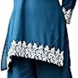 Women’s Floral Embroidered Co-Ord Set, 2-Piece Co-ord Set with Kurta and Wide-Leg Pants, Kurta Set for Women, Ethnic Kurta Set, Embroidery Work Co-ord Set-12