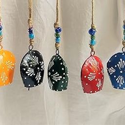 MIRAMAYEE Purse Bell (Painting) - 4" - Hanging Garden Cow Bell - Decorative Wall Hanging - Patio Hanging Bell - Home Wall Decor - Indoor & Outdoor Decoration Set of 5 Bells-image-36