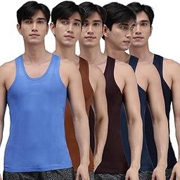 Men's Pure Cotton Coloured Solid Vest Combo Pack-picture-52