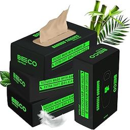 Beco Bamboo Super Soft 2-ply Car Tissue Box| Facial Tissue-100 pulls x 4 Packs (400 Pulls) | 100% Natural & Ecofriendly-3