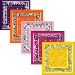 Multifunctional Paisley Bandanas for Men & Women - 100% Cotton - 5Pack-13