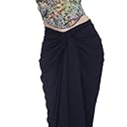 Women Cotton Jacquard Floral Corset Top and Black Draped Skirt Set | Strapless Bustier Blouse with Soft Wrap Skirt | Elegant Co-Ord Set for Resortwear Eveningwear or Vacay Vibes-image-55