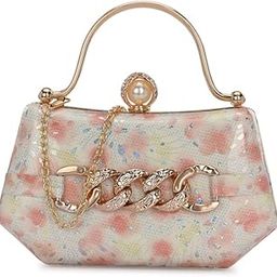 Women's White Handcrafted Beautiful Design Bling Box Clutch Bag for Girls-image-9