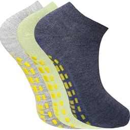 USOXO Women Cotton Anti Skid And Anti Slip Ankle Length Socks For Gym, Yoga, Jogging And Running| Grip Socks | Pack Of 3, Multicolour-image-65