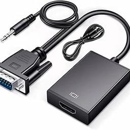 ETZIN VGA to HDMI Adapter, Gold-Plated VGA to HDMI Converter (Male to Female) with 0.5FT Audio Cable from PC, Monitor, Uni-Directional VGA (Source) to HDMI (Display)-10