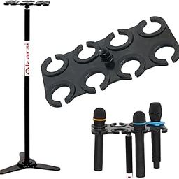 Alzarsi Multi Mic Holder With stand for Wired and Wireless Mics, Multiple Microphone Organizer and Display for Mic Stand, Hold Up to 8 Microphones, Rectangular Steel, Black-12