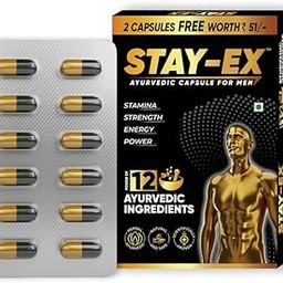 STAY-EX Ayurvedic Capsules for Men to Improve Stamina, Strength & Energy For Performance with Power of 12 Ingredients Including Shilajit Safed Muesli, Ashwagandha, Gokshura etc (Pack of 1,12N)-image-40