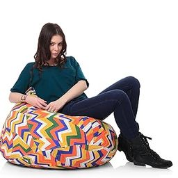 Style Homez Classic Cotton Canvas Geometric Printed Bean Bag XL Size Cover Only-image-91