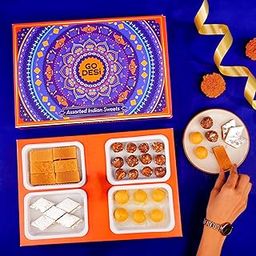 GO DESi Assorted Meetha Gift Hamper, Kaju Katli, Besan Laddu, Dry Fruit Laddu, Mysore Pak, Made with Pure Ghee, Sweets Indian Mithai-image-74