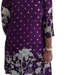 tulip pants,kurti with dupatta rich purple 3-piece set-image-70