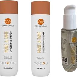 ORANGEWOOD Trio Vegan Home Care Kit Mane-A-Tame Shampoo, Conditioner - 250ml, Hair Fuel Serum - 100ml Revitalizing with Protein, Vitamins, Deep Nutrition, Sulphate and paraben Free For Men and Women-1