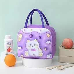 Kuruji Printed Lunch Bag for Office, School, Picnic | Portable Hand Zipper Tiffin Bag | Aluminium foil Thermal Insulation Waterproof Lunch Bag for Kids, Boys & Girls (Multicolor)-image-56