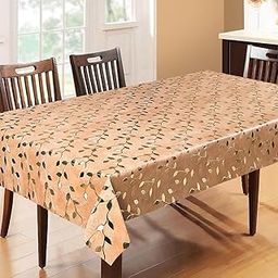 Dakshya Industries Flower Design 6 Seater Without Lace| Size - 54X78 Inch | Dining Table Cover| Table Cover |Waterproof & Heat Resistant,Polyvinyl Chloride (PVC),Rectangular,Pack of 1 (Part-7)-image-0