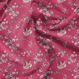 Soimoi Pink Rayon Fabric Roses & Ranunculus Floral Print Fabric by The Meter 42 Inch Wide-image-29