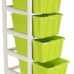 Joyful Studio 6 Xl(Extra large), Modular Drawer, Virgin Plastic for Home, Office, Parlor, School, Doctor, Home and Kids, Product Dimension when assembeled (30cmx36cmx118 cm), Color: Green-18