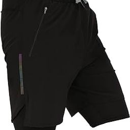 Mens 2 in 1 Running Shorts Quick Dry Gym Athletic Workout Clothes with Side Pockets…-9
