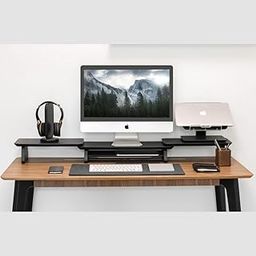 carpentray Dual Monitor Stand Riser, Computer Monitor Stands for 2 Monitors, Extra Long Multifunctional Desktop Organizer Riser for Computer, Laptop (Black)-picture-3