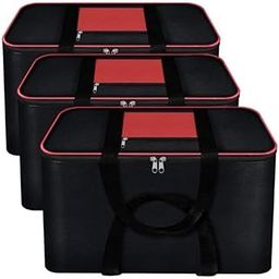 STORE MORE Nylon Rectangular Moisture Proof Underbed Big Storage Bag For Multi Purpose Use Foldable, Blanket Storage Bag, Cloth Storage Organizer, Blanket Cover with Handles (Black mix Red, Pack of 3)-9