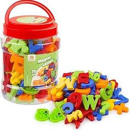 Coogam Magnetic Letters Numbers Alphabet Fridge Magnets Colorful Plastic ABC 123 Educational Toy Set Preschool Learning Spelling Counting Include Uppercase Lowercase Math Symbols for Toddlers (78 Pcs)-0